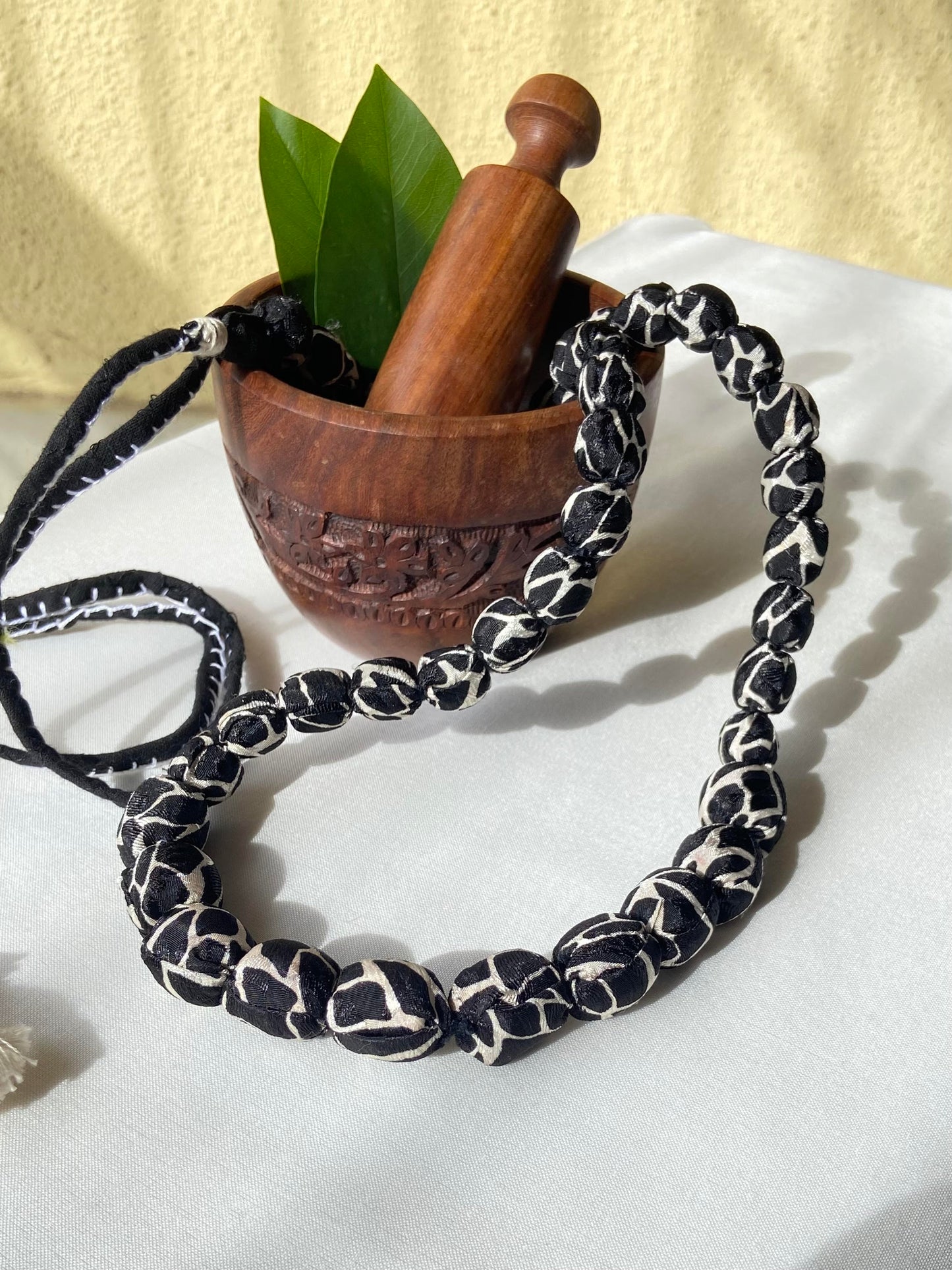 Black & White - Handmade Fabric Necklace