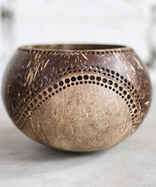 Hand Carved Candle Holder made from Coconut Shells