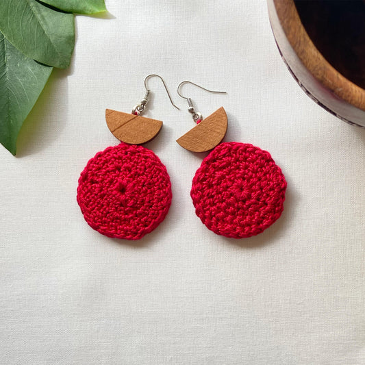 Red- Crochet Handmade Earrings
