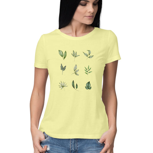 Pretty Leaves - Half Sleeve Women's Graphic T-shirt